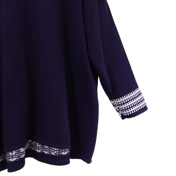 Woman Within Sweater Sz 2X 26/28 Navy Fair Isle Christmas Tree Knit Pullover - Picture 12 of 12